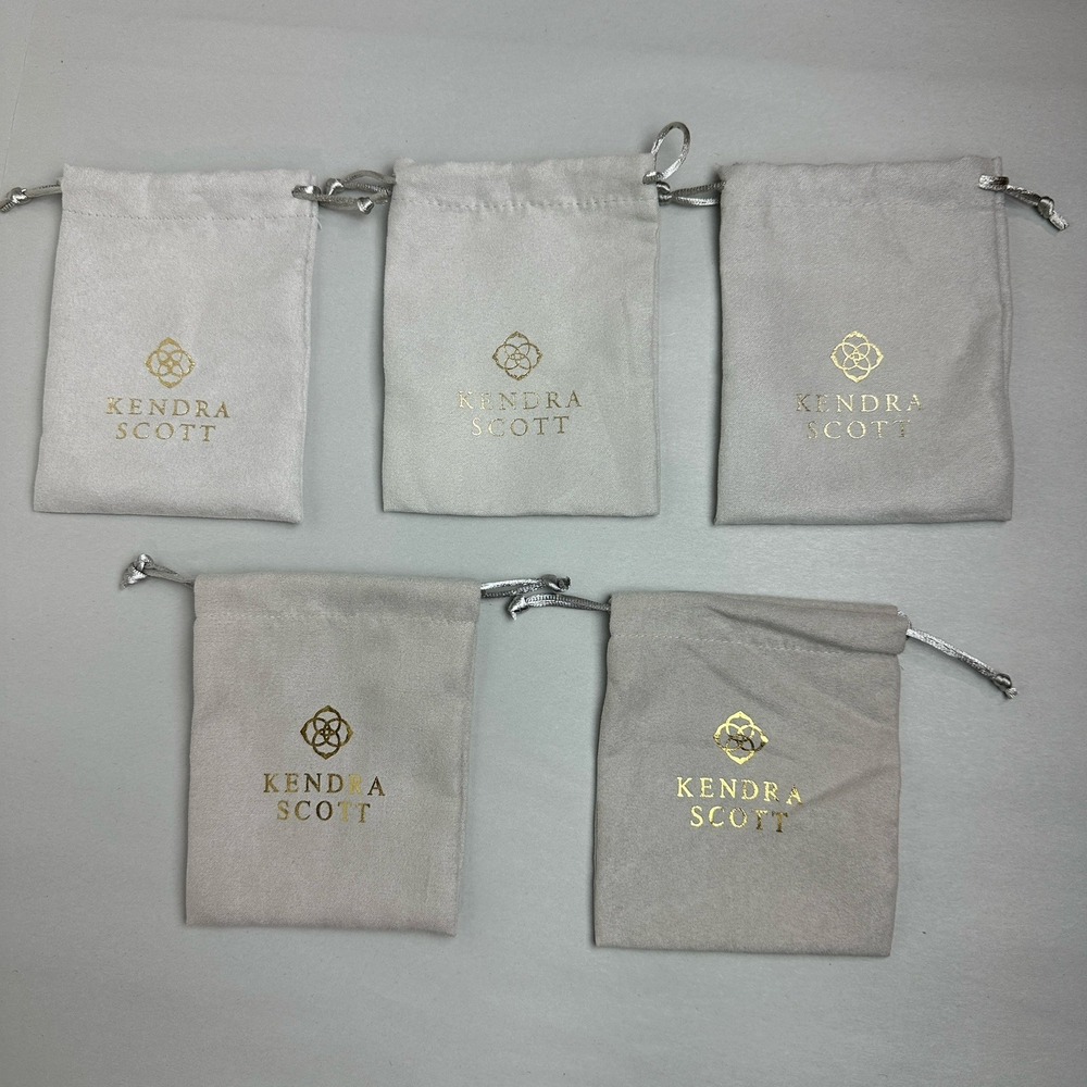 Kendra Scott Small Gold Logo Jewelry‎ Dust Bag Drawstring Pouch (Set 5) 4" x 5"